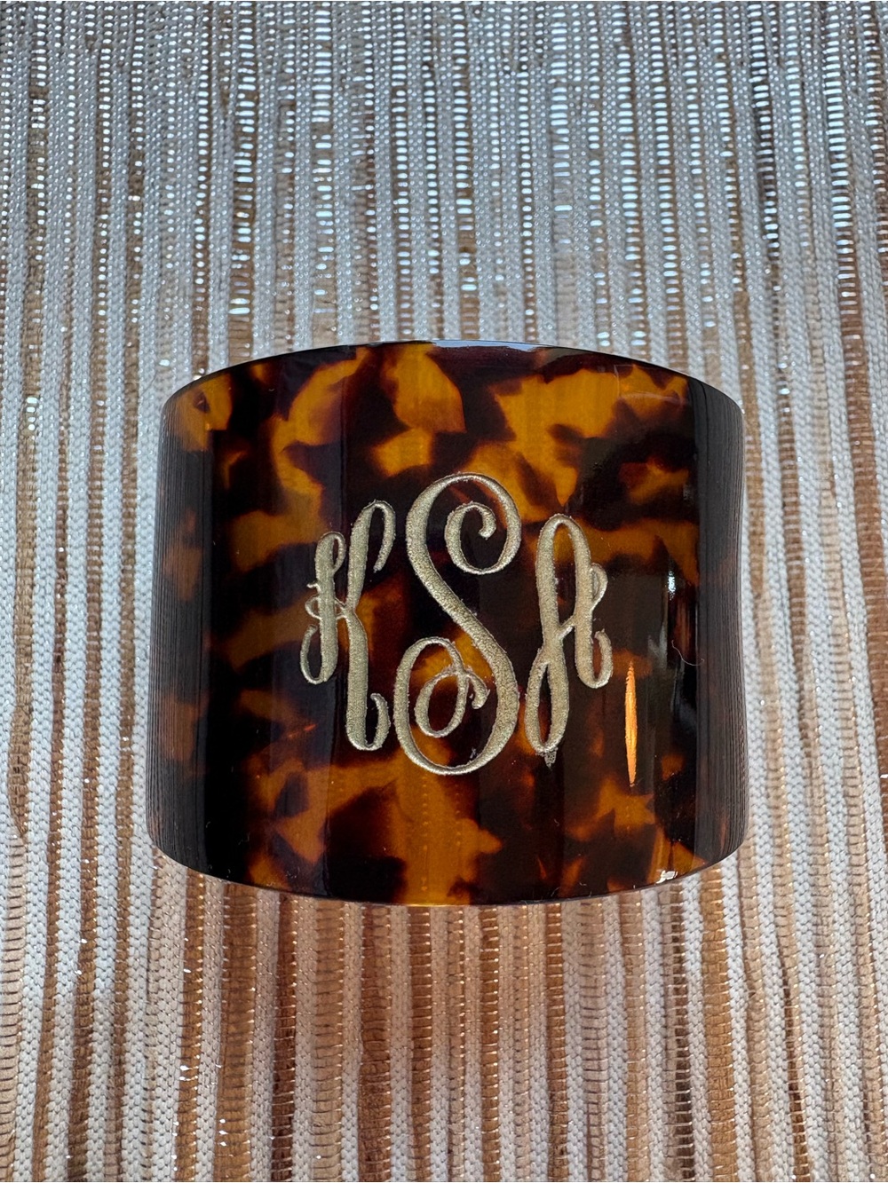 Mark & Graham Tortoiseshell Monogram Cuff Bracelet